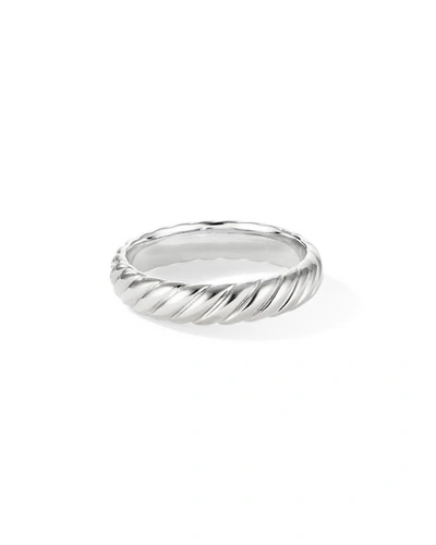 Shop David Yurman Men's 18k White Gold Cable Band Ring, 5mm In Silver