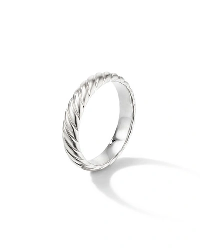 Shop David Yurman Men's 18k White Gold Cable Band Ring, 5mm In Silver