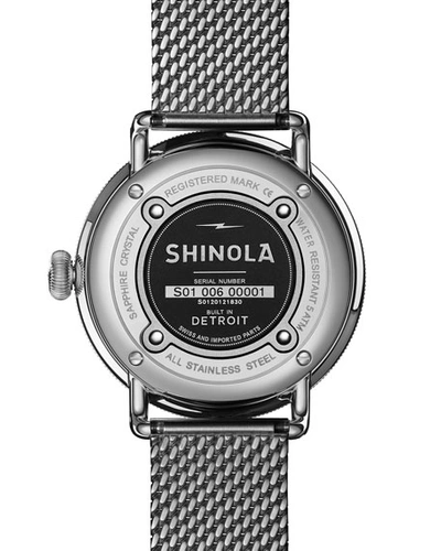 Shop Shinola Men's 43mm Canfield Mesh-bracelet 3hd Watch In Silver