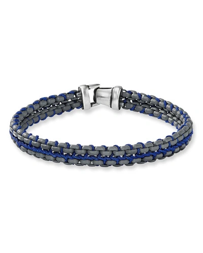 Shop David Yurman Men's 10mm Woven Box Chain Bracelet, Blue In Blue/silver