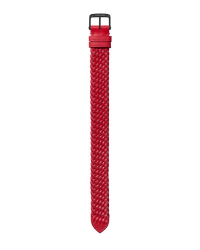 Shop Tom Ford Medium Handmade Braided Calf Leather Strap In Tuscan Red
