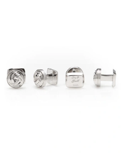 Shop Cufflinks, Inc Modern Knot Sterling Silver Cuff Links Stud Set
