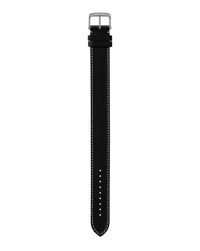 Shop Tom Ford Large Calf Leather Strap With Ecru Stitching In Ebony