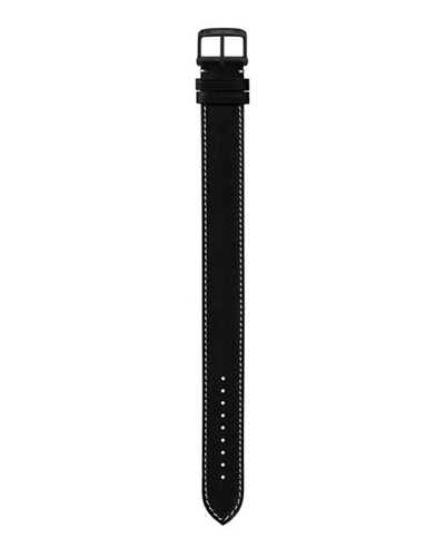 Shop Tom Ford Large Calf Leather Strap With Ecru Stitching In Ebony