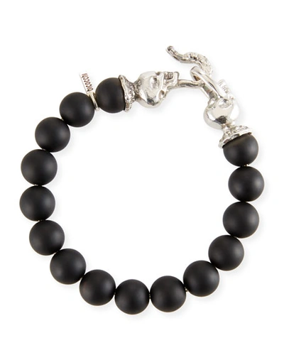 Shop Emanuele Bicocchi Men's Black Onyx Bead Bracelet In Gray