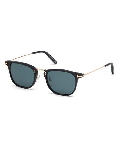 Shop Tom Ford Men's Beau Metal And Plastic Sunglasses In Blue Pattern