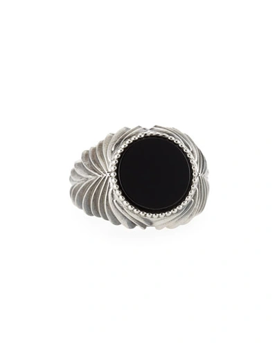 Shop Emanuele Bicocchi Men's Feathered Black Onyx Ring
