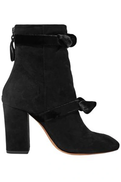 Shop Alexandre Birman Woman Lorraine Velvet-trimmed Suede Ankle Boots Black