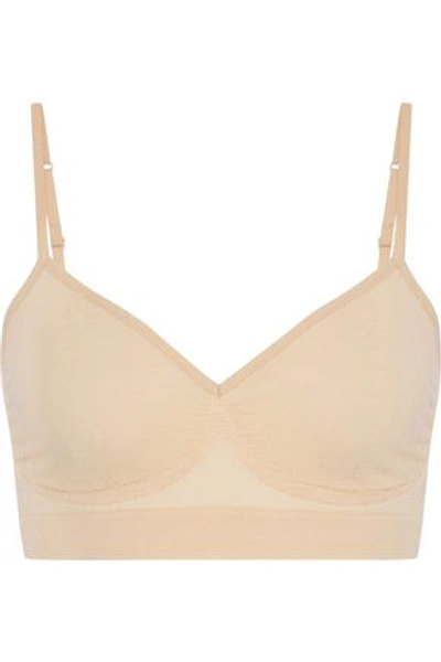 Shop Yummie By Heather Thomson Woman Audrey Stretch-jersey Soft-cup Triangle Bra Beige