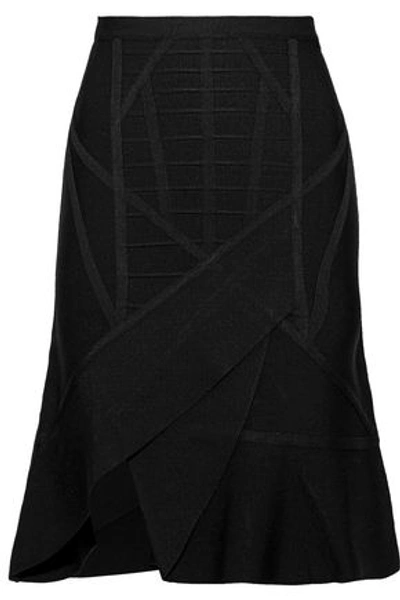 Shop Herve Leger Hervé Léger Woman Adalie Fluted Bandage Skirt Black