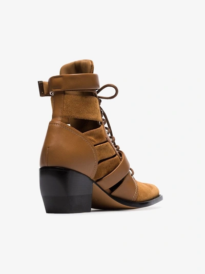 Shop Chloé Brown Rylee 60 Buckled Suede Boots In Natural Brown