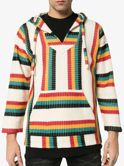 Shop Alanui Baja Striped Hooded Jumper In White/multicoloured