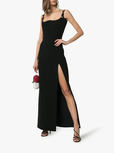 Shop Versace Sleeveless Low Back Silk Dress In A1008 Black