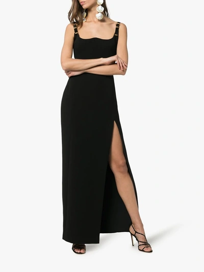 Shop Versace Sleeveless Low Back Silk Dress In A1008 Black