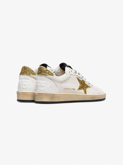 Shop Golden Goose Deluxe Brand White Ball Star Applique Leather Sneakers In 114 - White