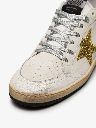 Shop Golden Goose Deluxe Brand White Ball Star Applique Leather Sneakers In 114 - White