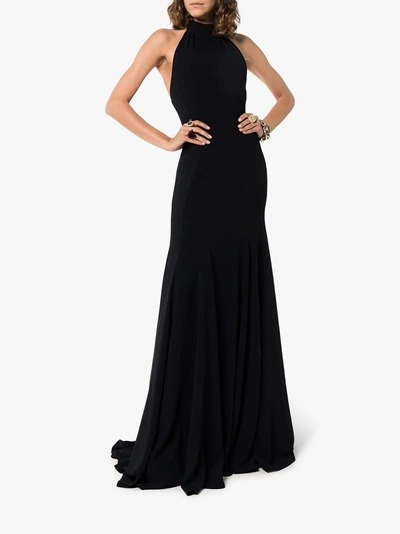 Stella Mccartney Halter Open-back A-line Stretch-cady Evening Gown In 1000 Black