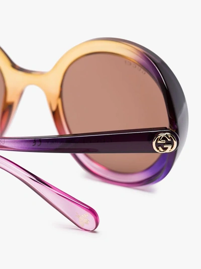 Shop Gucci Eyewear Sonnenbrille Mit Rundem Gestell In Purple