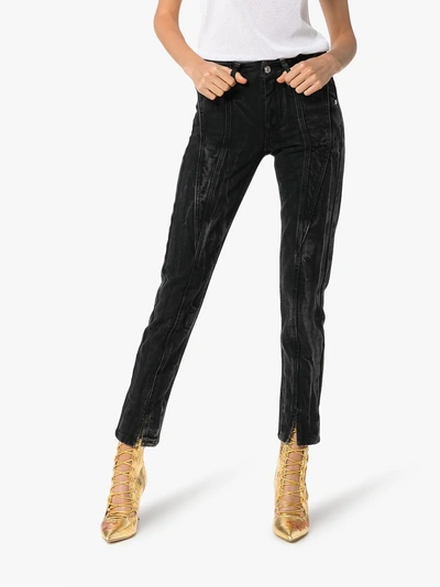 Shop Givenchy Panel Detail Split Hem Jeans In Black