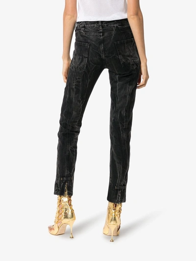 Shop Givenchy Panel Detail Split Hem Jeans In Black