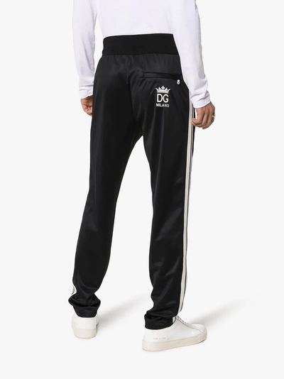 Shop Dolce & Gabbana Logo Striped Track Pants In Black