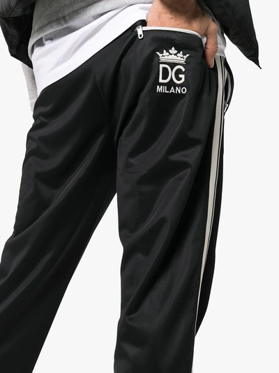 Shop Dolce & Gabbana Logo Striped Track Pants In Black
