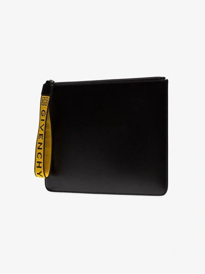 Shop Givenchy Black And Yellow Ticker Leather Pouch