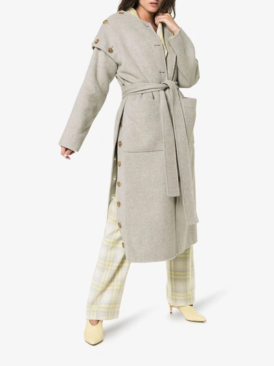 Shop Rejina Pyo Simone Belted Wool Coat In Grey