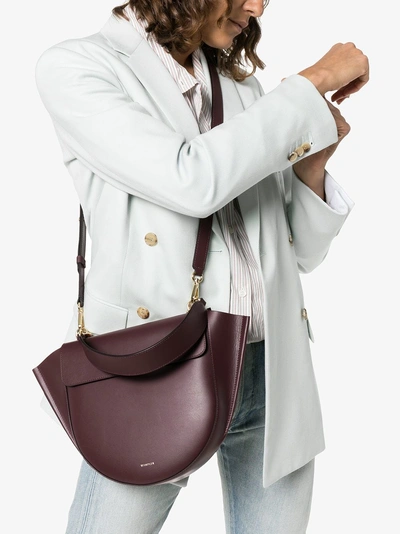 Shop Wandler Hortensia Medium Leather Cross-body Bag In Pink/purple