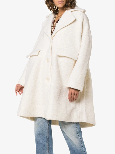 Shop Ganni Fenn Oversized Coat In Nude/neutrals