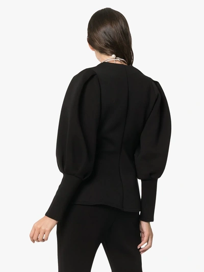 Shop Beaufille V-neck Contrast Sleeve Blouse In Black