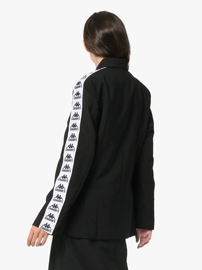 Shop Charm's X Kappa Logo Embroidered Single Breasted Blazer Jacket In Black