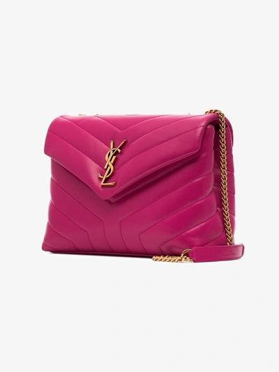 Shop Saint Laurent Pink Loulou Quilted Leather Shoulder Bag In Pink/purple
