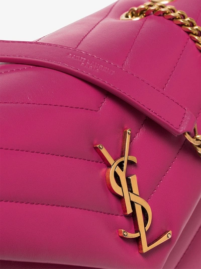 Shop Saint Laurent Pink Loulou Quilted Leather Shoulder Bag In Pink/purple