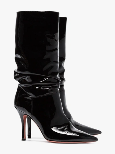 Shop Amina Muaddi Ida 95 Patent Leather Ankle Boots In Black