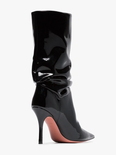 Shop Amina Muaddi Ida 95 Patent Leather Ankle Boots In Black
