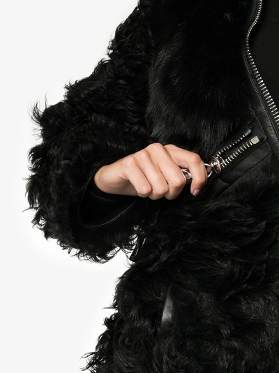 Shop Beau Souci Zipped Shearling Coat In Black