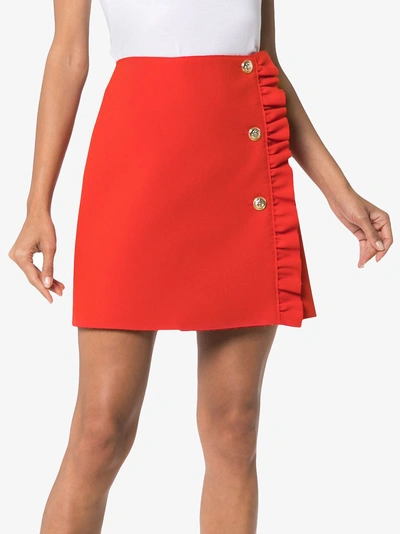Shop Msgm Frill Trim Mini Skirt In Red
