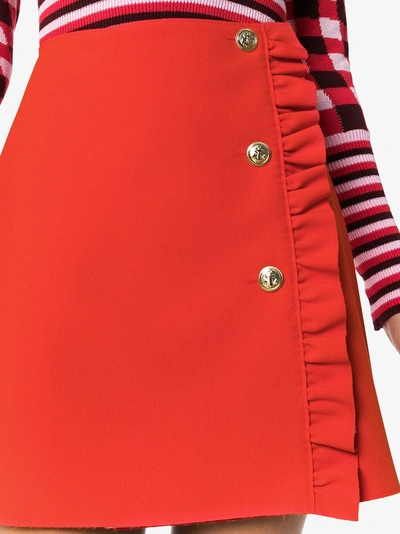Shop Msgm Frill Trim Mini Skirt In Red