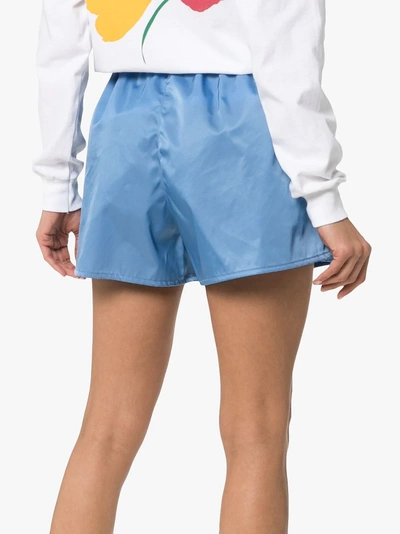 Shop Prada Logo Patch Shorts In Pervinca