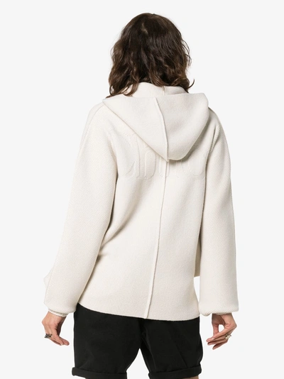 Shop Chloé Knitted Wool Logo Intarsia Hoodie In 114 Pristine White