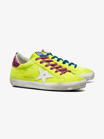 Shop Golden Goose Deluxe Brand Fluorescent Yellow Superstar Contrast Lace Sneakers In Yellow Fluo