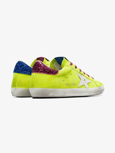 Shop Golden Goose Deluxe Brand Fluorescent Yellow Superstar Contrast Lace Sneakers In Yellow Fluo