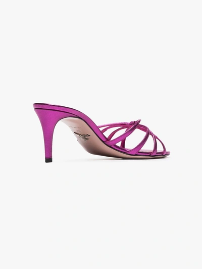 Shop Prada '65' Sandalen Im Metallic-look In F0029 Fuchsia