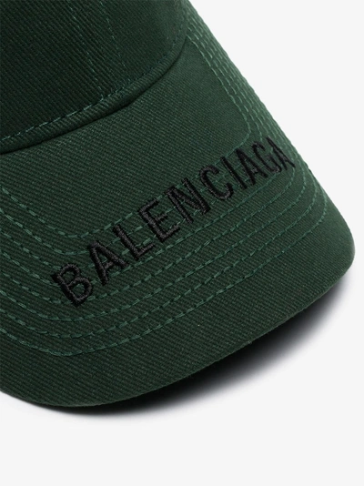Shop Balenciaga Baseballkappe Mit Logo-stickerei In 3060 Green
