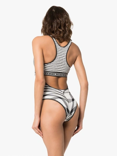 Shop Missoni Mare Logo Band Striped Swimsuit In S9169 Black/white