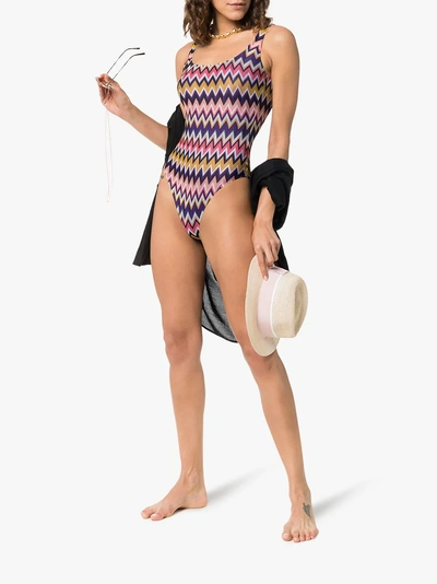 Shop Missoni Mare Classic Zig Zag Swimsuit In Sm704 Multicoloured
