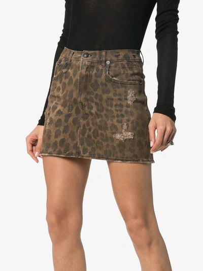 Shop R13 High Rise Leopard Print Cotton Mini Skirt In 242 Leopard