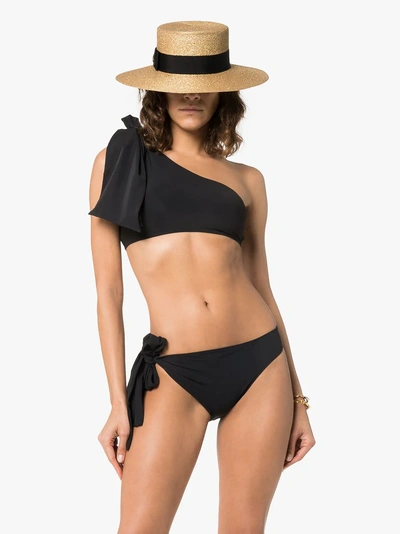 Shop Araks Paige Phoebe One Shoulder Tie Bikini In Black