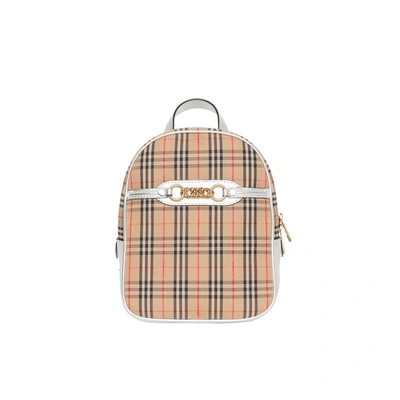 Shop Burberry The 1983 Check Link Backpack In Silver